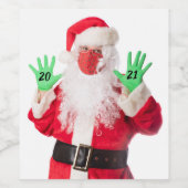 Vrolijk Kerstfeest 202 Santa in Masker Wijn Etiket (Enkel label)