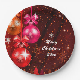 Vrolijk kerstfeest 20XX extra tekst Jaar rood roze Papieren Bordje