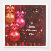 Vrolijk kerstfeest 20XX extra tekst Jaar rood roze Servet (Voorkant)