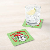 Vrolijk kerstfeest 20xx kerstman met Pet en enkels Kartonnen Onderzetters (Insitu)