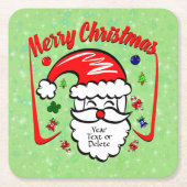 Vrolijk kerstfeest 20xx kerstman met Pet en enkels Kartonnen Onderzetters (Voorkant)