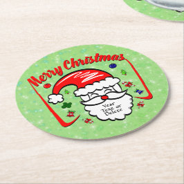 Vrolijk kerstfeest 20xx kerstman met Pet en enkels Ronde Kartonnen Onderzetter