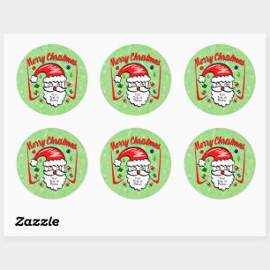 Vrolijk kerstfeest 20xx kerstman met Pet en enkels Ronde Sticker