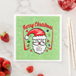 Vrolijk kerstfeest 20xx kerstman met Pet en enkels Servet