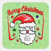Vrolijk kerstfeest 20xx kerstman met Pet en enkels Vierkante Sticker (Voorkant)