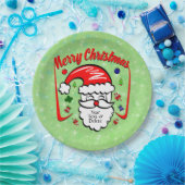 Vrolijk kerstfeest 20xx kerstman met Pet & Sparkle Papieren Bordje (Feest)