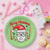 Vrolijk kerstfeest 20xx kerstman met Pet & Sparkle Papieren Bordje (Feest)