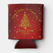 Vrolijk Kerstfeest 20XX Red Gold Tree Stars Blikjeskoeler (Voorkant)