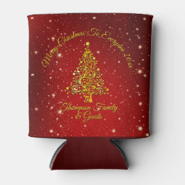 Vrolijk Kerstfeest 20XX Red Gold Tree Stars Blikjeskoeler