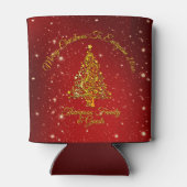Vrolijk Kerstfeest 20XX Red Gold Tree Stars Blikjeskoeler (Achterkant)