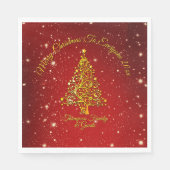Vrolijk kerstfeest 20XX Red Gold Tree Stars Lunche Servet (Voorkant)