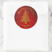 Vrolijk Kerstfeest 20XX Red Gold Tree Stars Ronde Sticker (Tas)