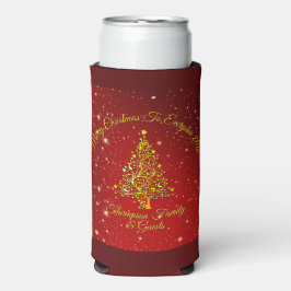 Vrolijk Kerstfeest 20XX Red Gold Tree Stars Seltzer Blikjeskoeler