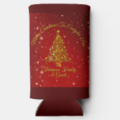 Vrolijk Kerstfeest 20XX Red Gold Tree Stars Seltzer Blikjeskoeler (Achterkant)