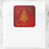 Vrolijk Kerstfeest 20XX Red Gold Tree Stars Vierkante Sticker (Tas)