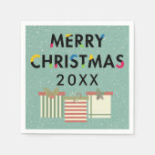 Vrolijk kerstfeest 20XX Sjabloon cadeaudozen Servetten (Voorkant)