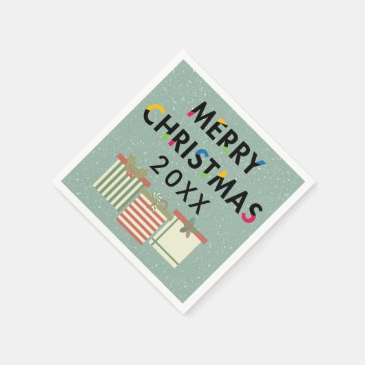 Vrolijk kerstfeest 20XX Sjabloon cadeaudozen Servetten (Hoek)