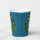 Vrolijk kerstfeest 20XX Voeg tekst groen Wreath Bl Papieren Bekers (Rechts)
