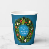 Vrolijk kerstfeest 20XX Voeg tekst groen Wreath Bl Papieren Bekers (Voorkant)