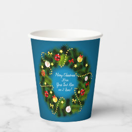 Vrolijk kerstfeest 20XX Voeg tekst groen Wreath Bl Papieren Bekers