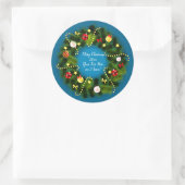 Vrolijk kerstfeest 20XX Voeg tekst groen Wreath Bl Ronde Sticker (Tas)