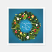 Vrolijk kerstfeest 20XX Voeg tekst groen Wreath Bl Servet (Voorkant)