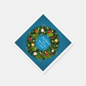 Vrolijk kerstfeest 20XX Voeg tekst groen Wreath Bl Servet (Hoek)