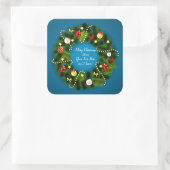 Vrolijk kerstfeest 20XX Voeg tekst groen Wreath Bl Vierkante Sticker (Tas)