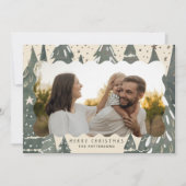 Vrolijk Kerstfeest 2 Foto Familie Winterbomen Feestdagenkaart (Voorkant)