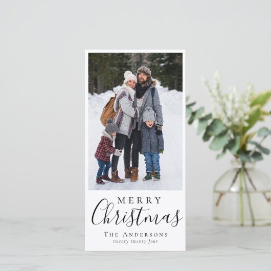 Vrolijk Kerstfeest 2 Foto Feestdagenkaart (Staand voorkant)