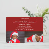 Vrolijk kerstfeest 2 Foto geboorteaankondiging Feestdagenkaart (Staand voorkant)