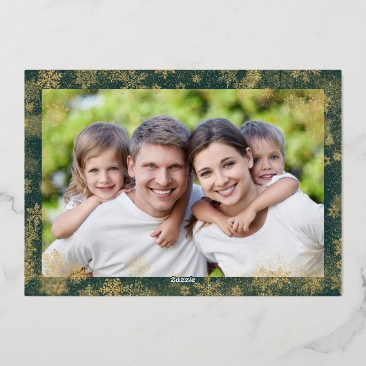 Vrolijk kerstfeest 2 foto goud folie feestdagenkaart (Achterkant)