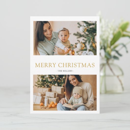 Vrolijk kerstfeest 2 Foto Holiday Kaart (Staand voorkant)