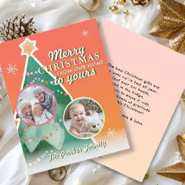 vrolijk kerstfeest! 2 foto, kerstboom feestdagenkaart