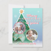 vrolijk kerstfeest! 2 foto, kerstboom feestdagenkaart (Voorkant)