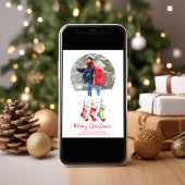 Vrolijk kerstfeest 2 foto Waterverf kousen Feestdagenkaart