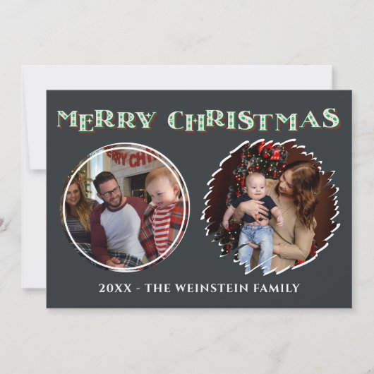 Vrolijk Kerstfeest 2 Fotocollage Bedankkaart (Voorkant)
