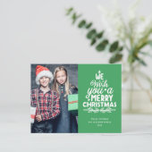 Vrolijk kerstfeest 2 foto's Holiday Briefkaart (Staand voorkant)