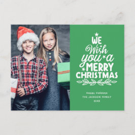 Vrolijk kerstfeest 2 foto's Holiday Briefkaart