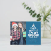 Vrolijk kerstfeest 2 foto's Holiday Briefkaart (Staand voorkant)