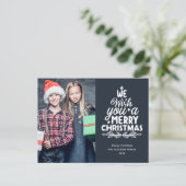 Vrolijk kerstfeest 2 foto's Holiday Briefkaart (Staand voorkant)