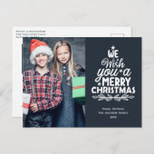 Vrolijk kerstfeest 2 foto's Holiday Briefkaart (Voorkant / Achterkant)