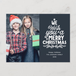 Vrolijk kerstfeest 2 foto's Holiday Briefkaart
