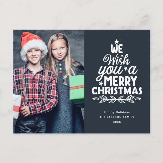 Vrolijk kerstfeest 2 foto's Holiday Briefkaart (Voorkant)
