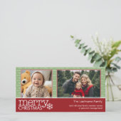 Vrolijk kerstfeest - 2 foto's - rood groen feestdagenkaart (Staand voorkant)