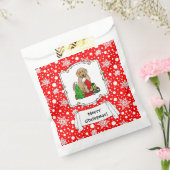 Vrolijk kerstfeest 2 Goldendoedel (gouden rood) Bedankzakje (Gezegeld)