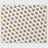 Vrolijk kerstfeest 2 Goldendoedel (gouden rood) Cadeaupapier (Vlak)