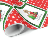 Vrolijk kerstfeest 2 Goldendoedel (gouden rood) Cadeaupapier (Rol Hoek)