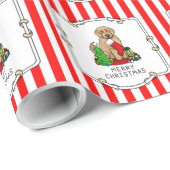 Vrolijk kerstfeest 2 Goldendoedel (gouden rood) Cadeaupapier (Rol Hoek)