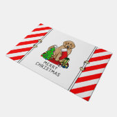 Vrolijk kerstfeest 2 Goldendoedel (gouden rood) Deurmat (Schuin)